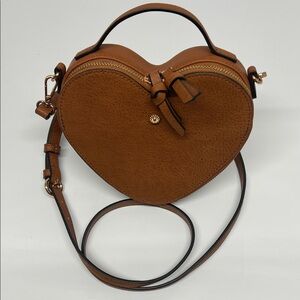 Laura Conrad Heart-Shaped Brown Leather Bag Small